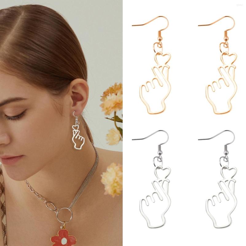 

Hoop Earrings Cut Out Heart Temperament Versatile Girl Love Gesture Female