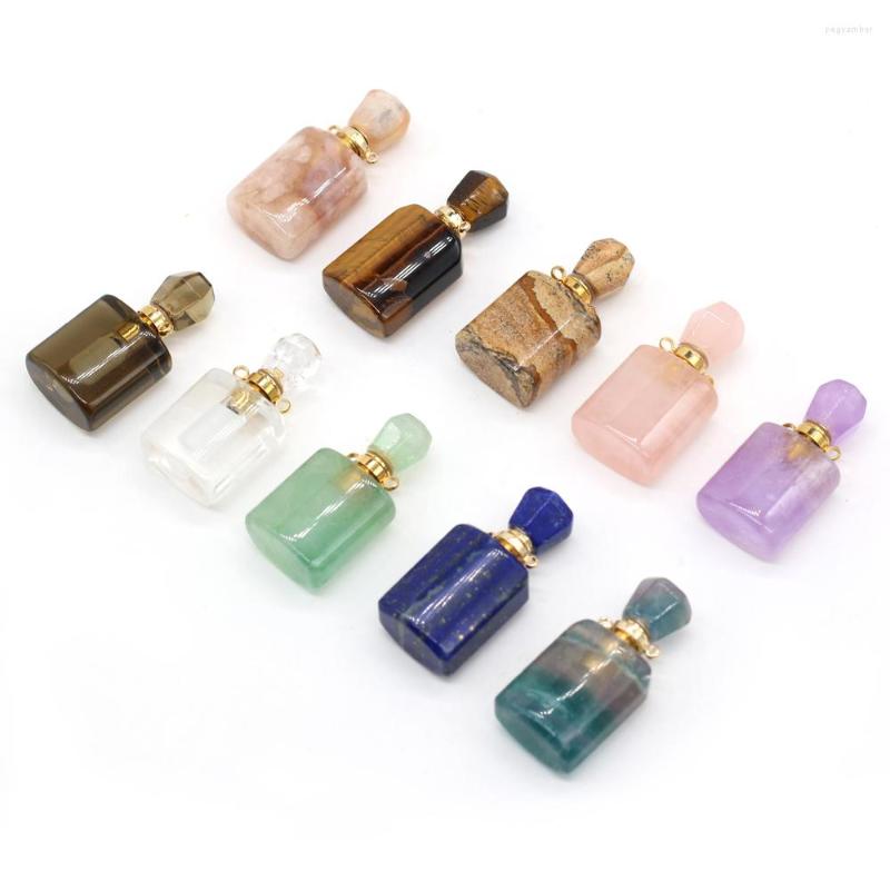 

Pendant Necklaces Natural Stone Lapis Lazuli Vial Pendants Amethysts Perfume Bottle Charms For Trendy Jewelry Making DIY Reiki Heal Necklace