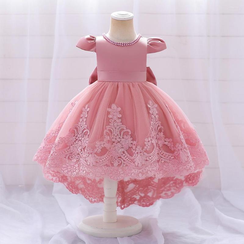 

Girl Dresses Elegant Party For Weddings Girls Princess Ceremony Hi-Lo Embroidery Lace Ballgown Kids Evening Vestidos 2023, T2101xz-pink