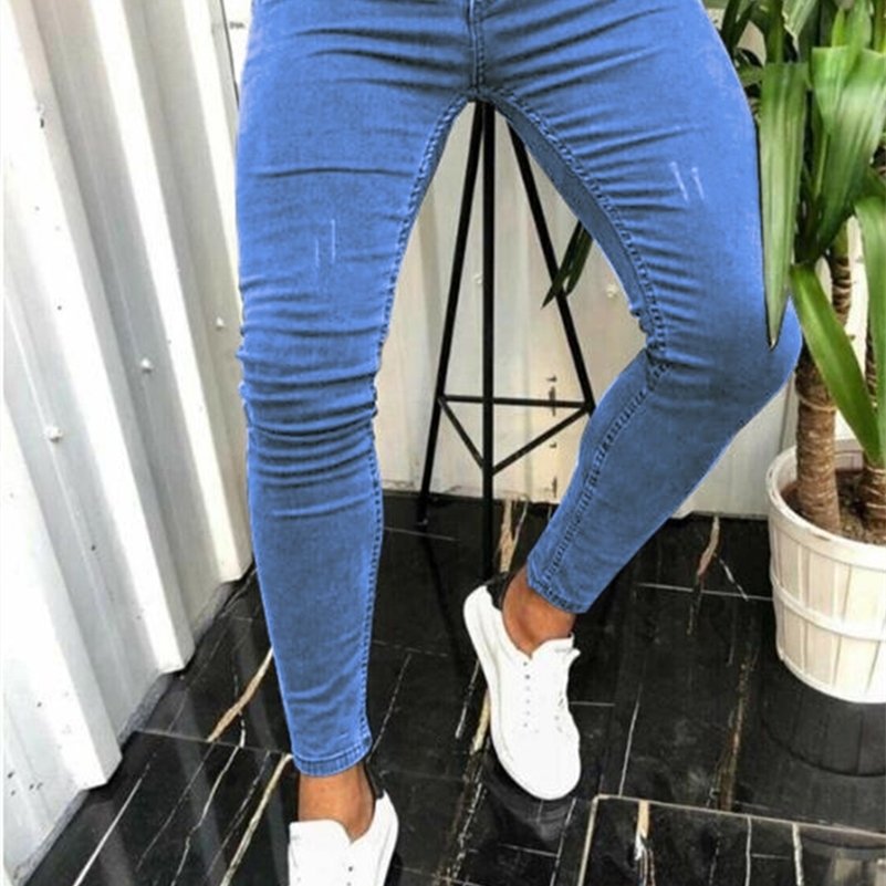 

Men's Jeans Mens Skinny Ripped jeans Slim scarification Blue Denim Pencil Pants Street hip-hop denim trousers fashion cowboy clothing men 230414, Blue 8869