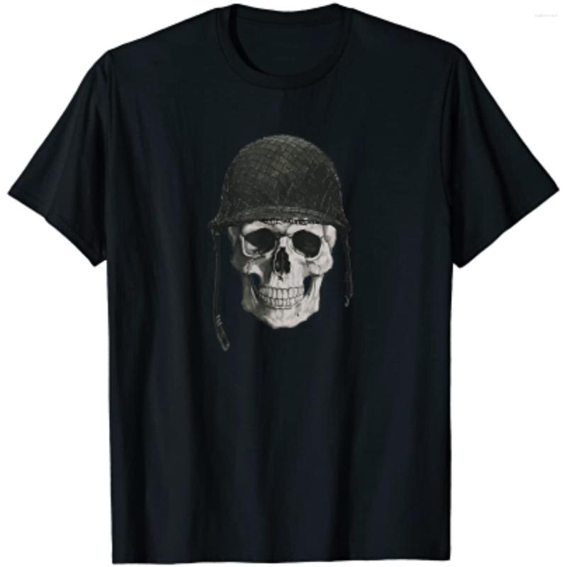 

Men's T Shirts American World War Two Soldier Skull Men T-Shirt Short Sleeve Casual Cotton O-Neck Shirt, Dark grey