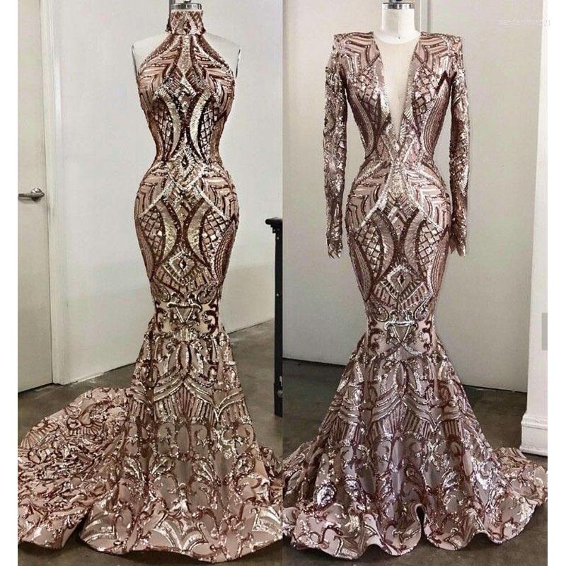 

Party Dresses Vintage Mermaid Long Prom 2023 Sequined Floor Length Formal Evening Dress Gowns, Black