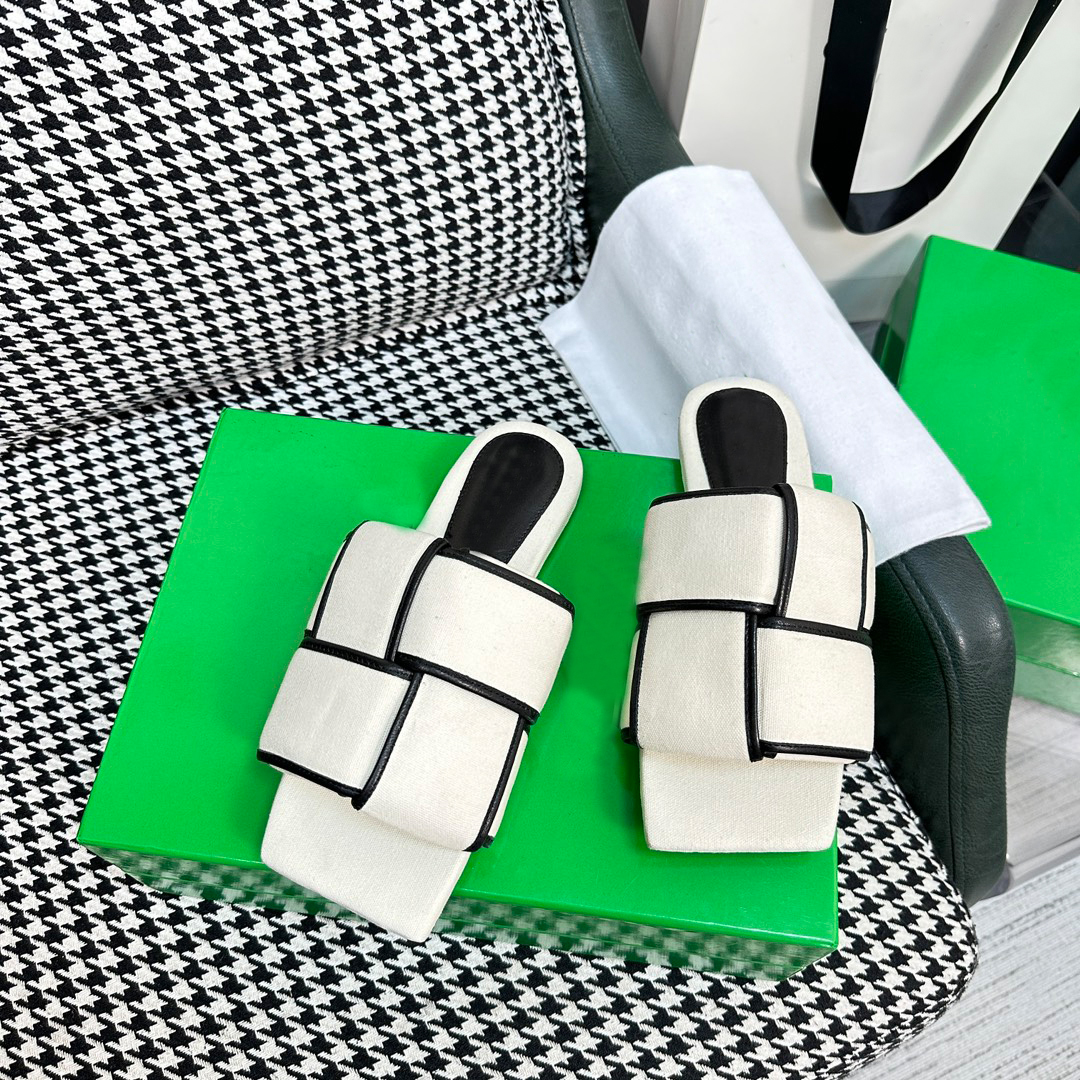 

2023 Patch Flat Mule Designer Sandals Luxury Women Men Woven Leather Outdoor Beach Summer Vacation Flat Slippers Fashion Slides, Color 7