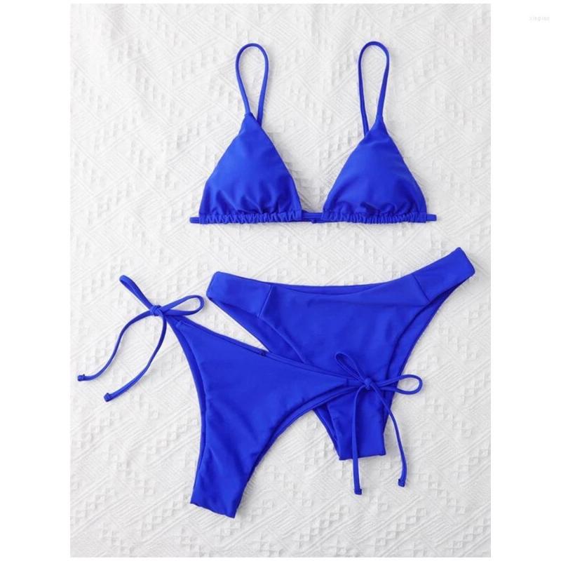 

Women' Swimwear 2023 Three Pieces Triangle Tie Side Bikini Set Women Sexy Arrival Swimsuit Summer Beach Bathing Suit, White