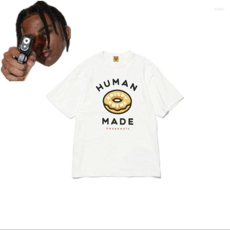 

Men' T Shirts Print HUMAN Doughnut MADE Shirt Men Women T-shirt Slub Cotton Top Tees