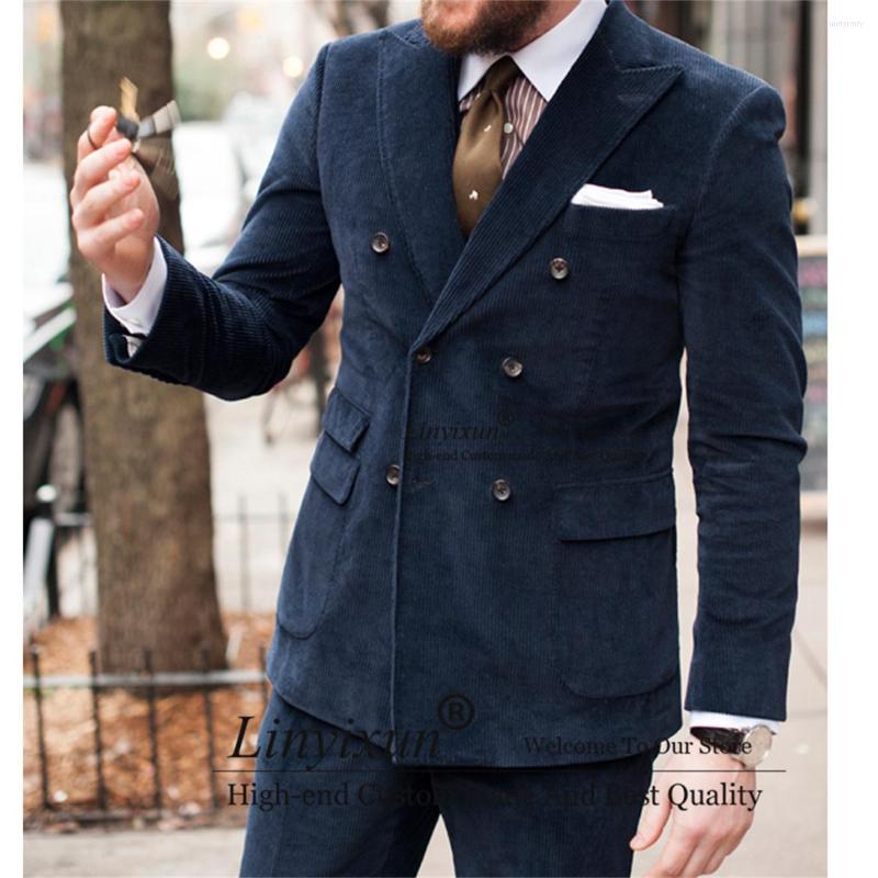 

Men's Suits Navy Blue Corduroy Wedding For Men 2 Pieces Sets Groom Tuxedos Double Breasted Groomsmen Prom Blazers Slim Costume Homme, Green