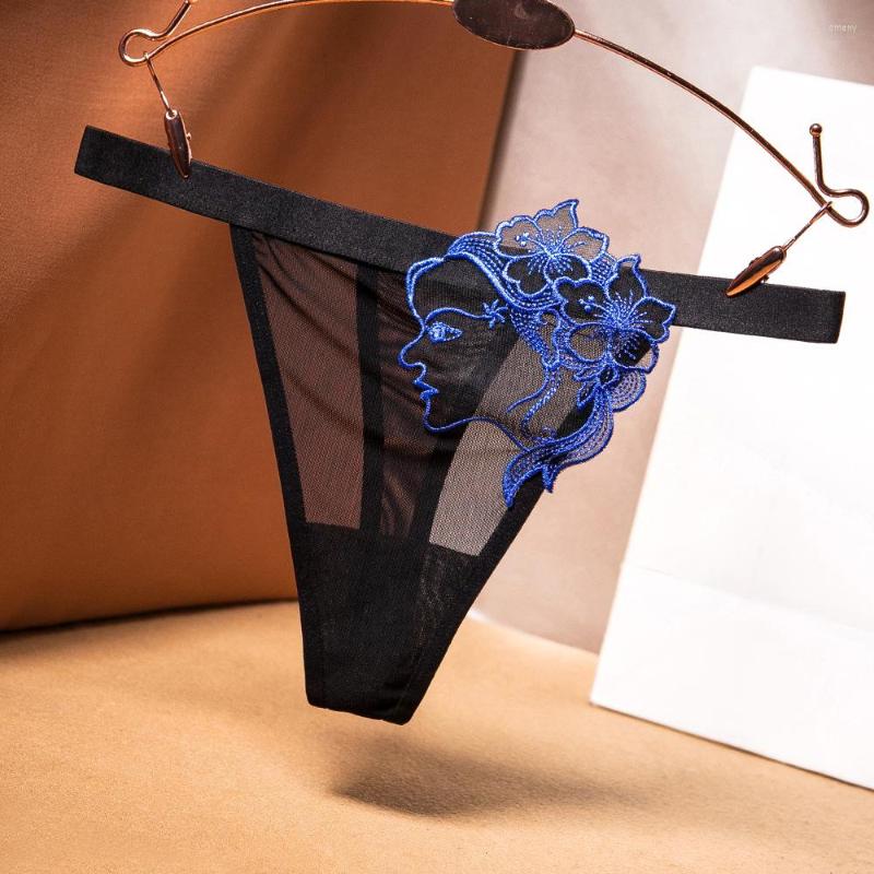 

Women's Panties Sexy Woman Thongs Ribbon Women's Hollow Embroidery Female G-string Thong Ladies Underwear Transparent Erotic Lingerie