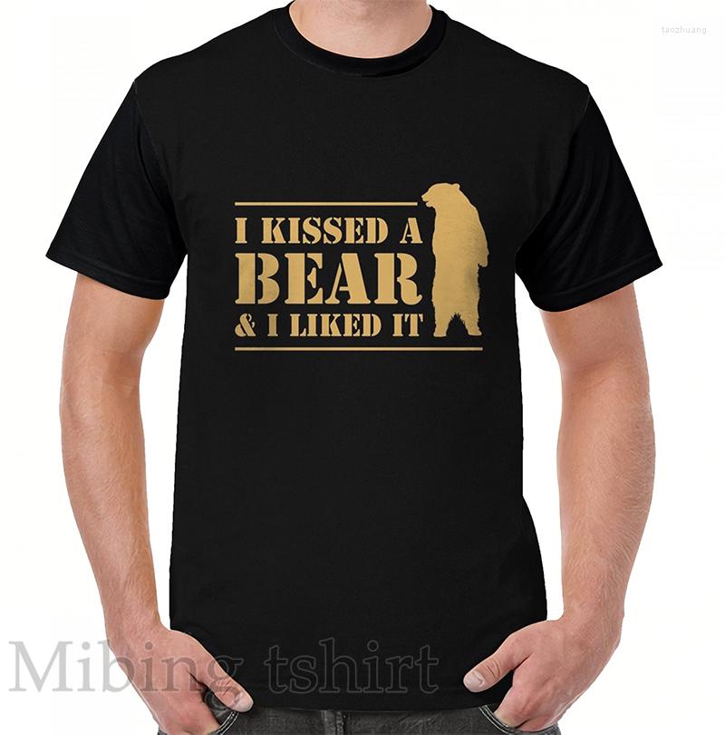 

Men' T Shirts Funny Print Men Shirt Women Tops Tee I Kissed A Bear And Liked It Cool Graphic T-Shirt O-neck Short Sleeve Tshirts