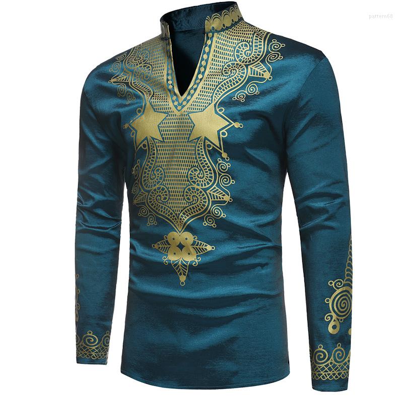 

Ethnic Clothing Fashion Men African Clothes 2023 Brand Dashiki Print Mandarin Collar Dress Shirt Streetwear Casual