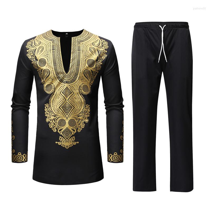 

Ethnic Clothing African Dashiki Print Shirt Pant Set 2 Pieces Outfit Hipster Men Clohtes Streetwear Suit Africa