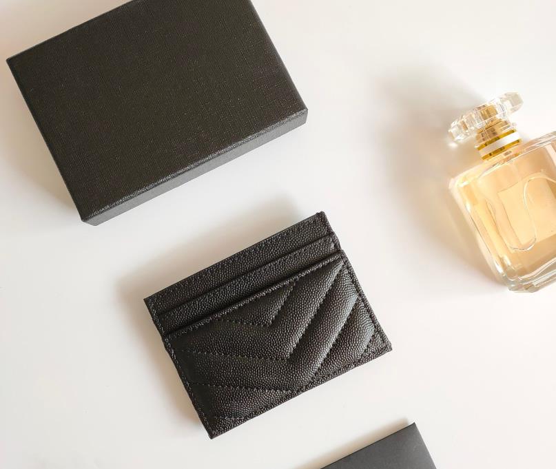

Luxury Fashion Business Card Holder Caviar Women's Mini Wallet Colorful Genuine Leather Eggstone Luxury Black Box Wallet 01, #4black logo