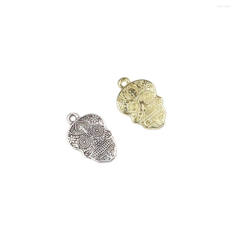 

Charms Eruifa Nice 20pcs 18 14mm Punk Skull Coin Zinc Alloy Wholesales Necklace Earring Bracelet Jewelry DIY Handmade 2 Colors