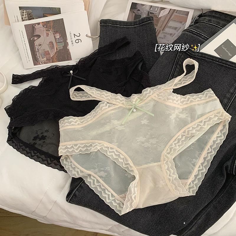 

Women's Panties European Panty Women's Underwear Sexy Lace Mid Waist Seamless Girl Comfort Briefs Fashion Hollow Out Underpants Lingerie, Orange