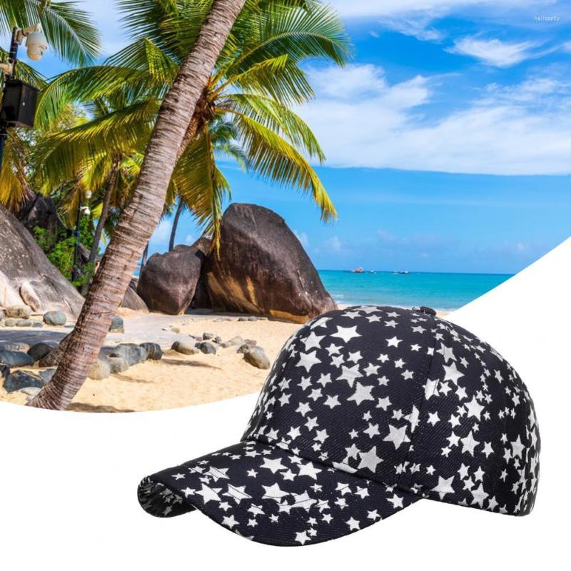 

Ball Caps Outdoor Cap Unconstructed Wide Brim Folding Adjustable Anti-UV Unisex Style Five-pointed Star Print Adults Baseball Hat, Black