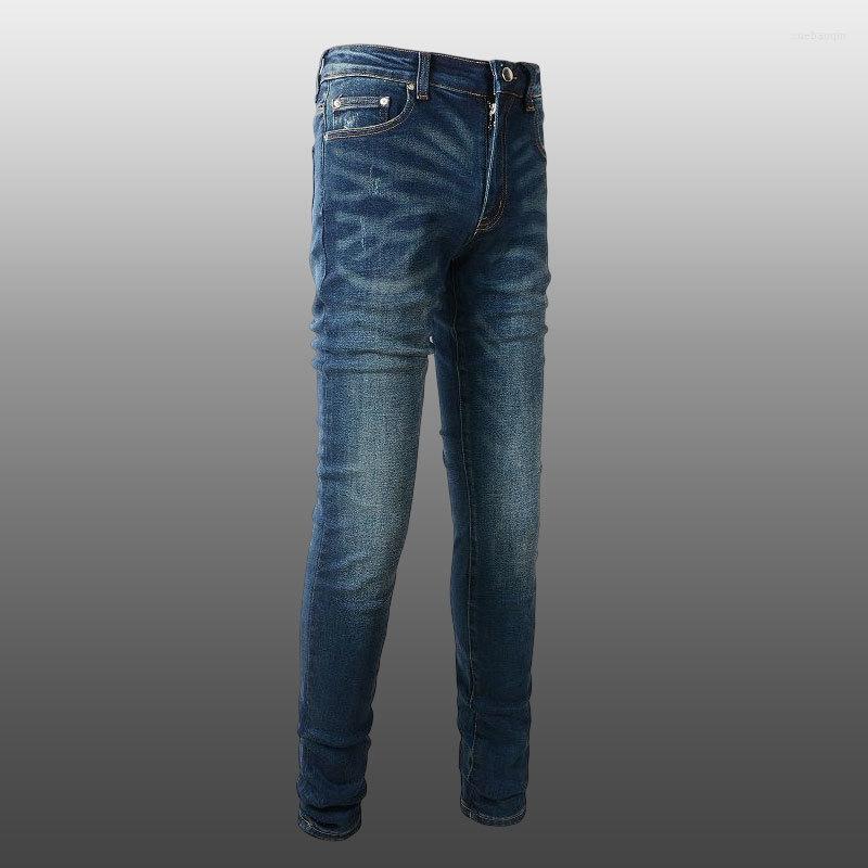 

Men's Jeans High Street Punk Rock Brand Quality Blue Jean Men Spring Hip Hop Ripped Designer Skinny Denim Motorcycle Pants, Picture