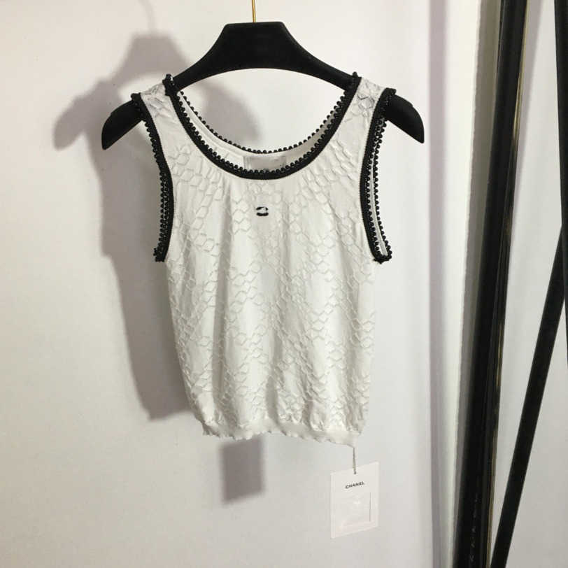 

23ss tank sling womens designer clothing knitting vest top T-shirt Hollow honeycomb matching color crewneck slim knit vest High quality Women clothing a1, 12