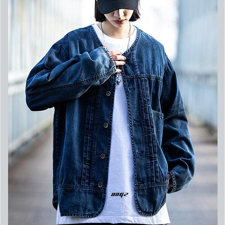 

Vintage Denim Wash Coat Spring Thin Top Men's Clothing High Street, Blue