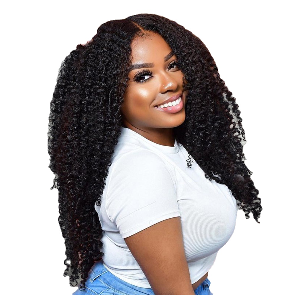 

Lace Front Wig BabyHair Middle Part Soft Preplucked 26 Inch Long 180 Density Glueless Kinky Curly Heat Temperature Daily Cosplay, Black