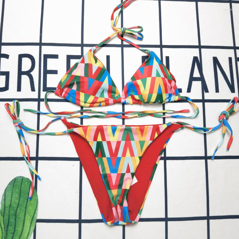 

Women' Swimwear Sexy Two Piece Bikinis Swimsuit 2023 Push Up Women Geometrical Print Monokini Beachwear Bathsuit Swim Wear Bikini, Red