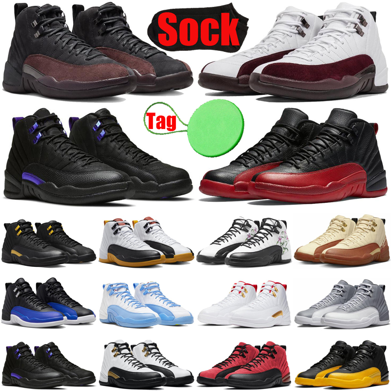 

A Ma Maniere 12 12s mens basketball shoes Black Taxi Cherry White Muslin Stealth Hyper Royal Royalty Flu Game Field Purple men trainers sneakers shoe wholesale, #27 hyper royal