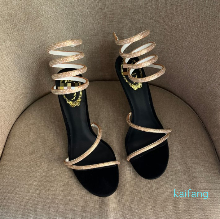 

Rene caovilla Margot embellished suede sandals Snake Strass stiletto Heel Evening shoes, White