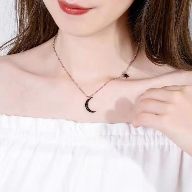 

Chains Design Star And Moon Necklace Stainless Steel High Quality Jewelry For WomenChains