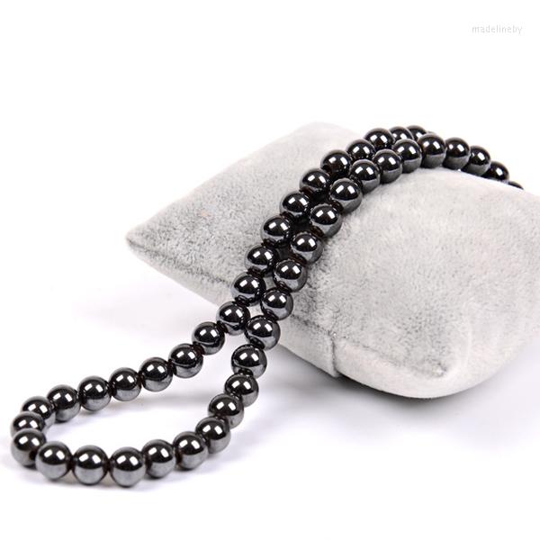 

Chains Est Fashion Black Round Beads Hematite Necklace 6mm Magnetic Power Unisex Cuban Link Chain Jewelry Stainless Steel Wholesale
