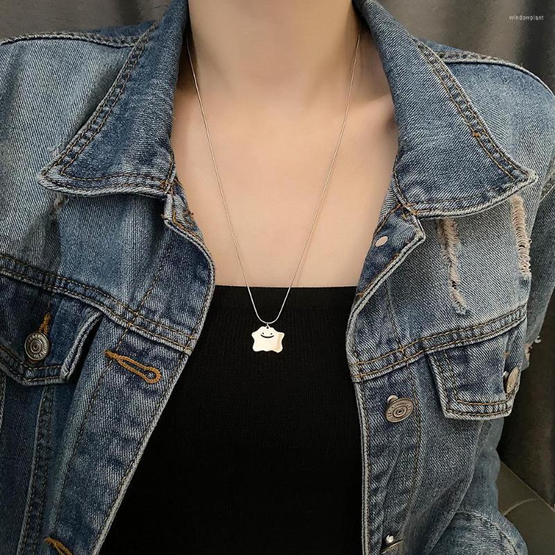 

Pendant Necklaces DEAR-LIFE Titanium Steel Non-fading Japanese Variety Monster Necklace Small Sweater Chain Couple Accessories