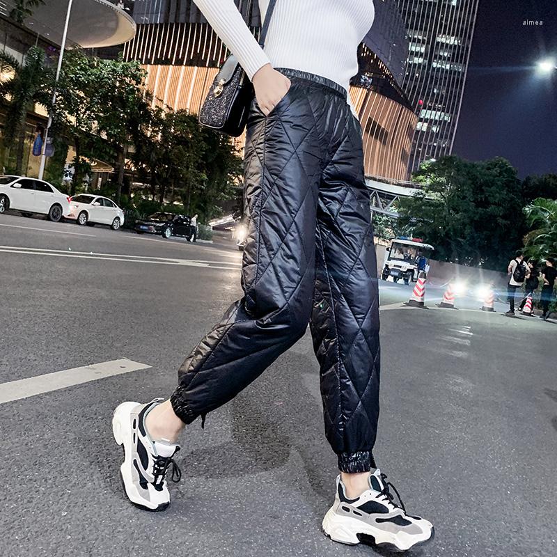 

Women' Pants 2023 Korean Cotton Down Winter Women Streetwear White Artificial Thick Warm Trousers Japanese, Grey split ends