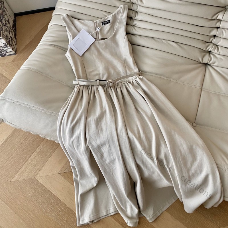 

Women' dress designer casual dress 2023 summer sleeveless high quality silk birthday dress, Blue