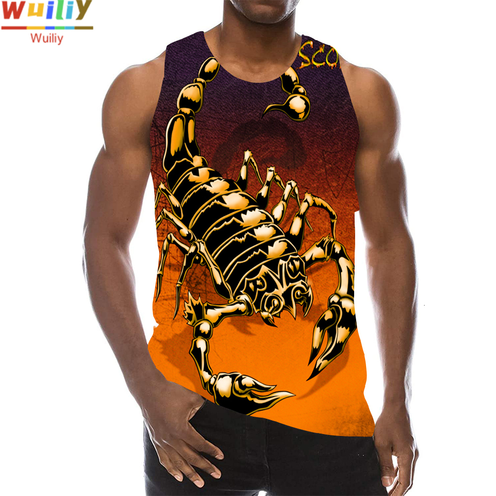 

Men's Tank Tops Scorpion For Men Summer Poison Graphic 3D Print Sleeveless Sport Gym Novelty Beach Hip Hop La Animal Run Vest 230414, Graphic tank top 1