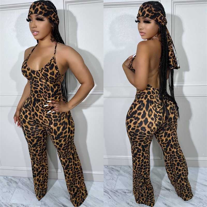 

Women Clothing Designer Jumpsuit Zipper Onesies 2023 New Leopard Print Ladies Sling sleeveless Bodysuit With Headscarf, Leopard-print with headscarf