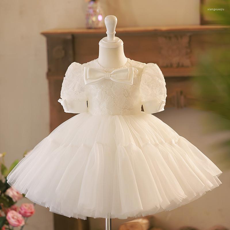 

Girl Dresses Children Dress Princess Host Girls Piano White Flower Wedding Costumes