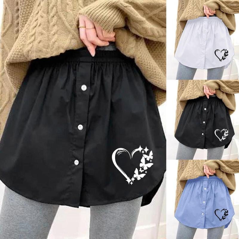 

Work Dresses Women' Mini Underskirt Lower Skirt Sweep Shirt Extension With Buttons Layering A Line Sexy Sweet, Black