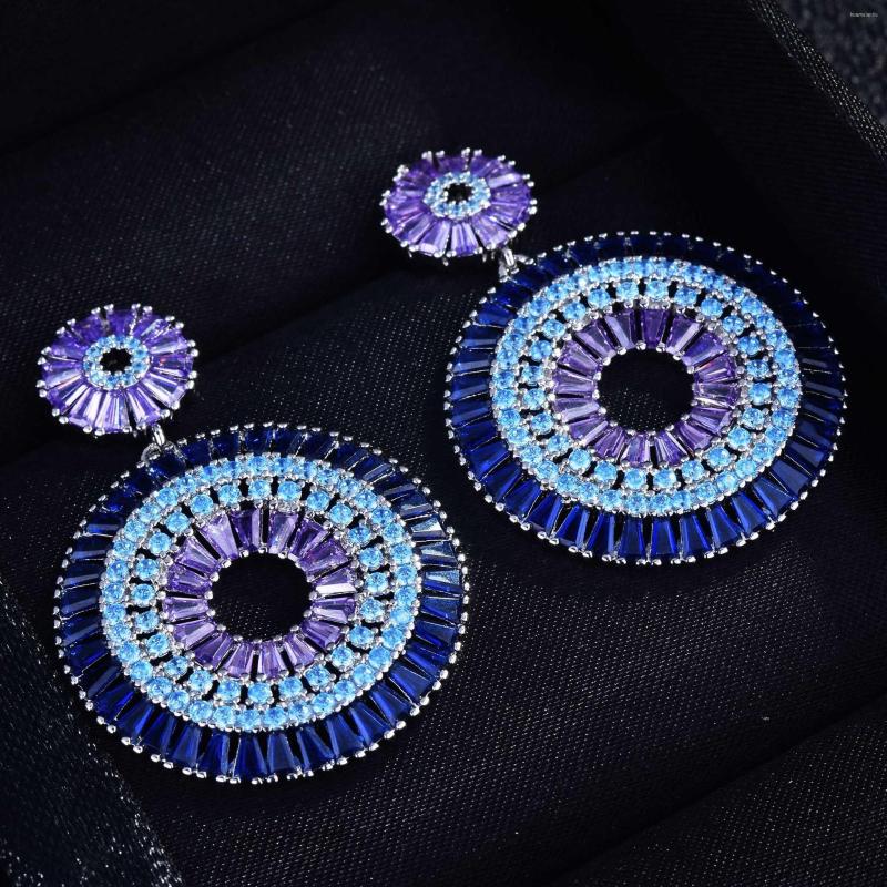 

Dangle Earrings Luxury Disc Color For Women Temperament Exaggerated Net Red Trend 925 Silver Needle Banquet Jewelry