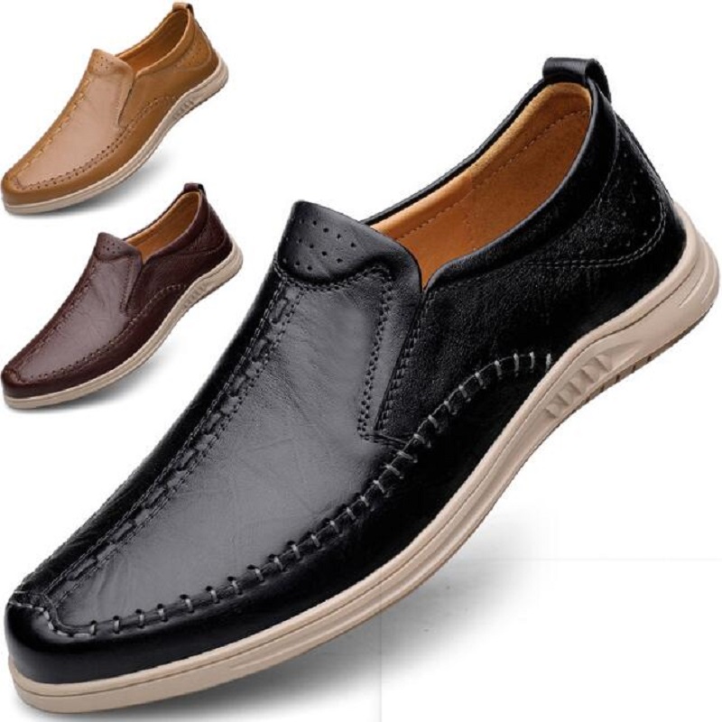 

Luxury Brand Classic Man Moccasins Dress Shoes Mens Genuine Leather Dark Brown Wedding Shoes Loafers For Men Slip on Formal Flat D2H24, Black
