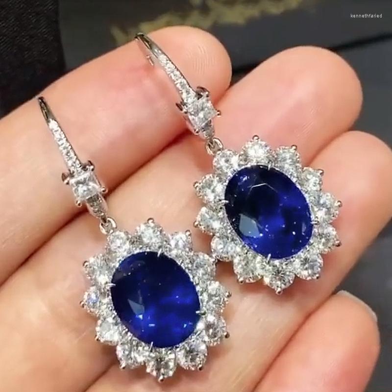 

Dangle Earrings Huitan Noble Deep Blue Cubic Zirconia Women Wedding Anniversary Party Lady's Gift Elegant Ear Jewelry
