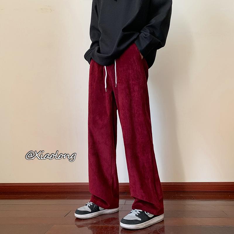 

Men' Pants Autumn 7 Color Corduroy Men Fashion Retro Casual Japanese Streetwear Loose Straight Mens Trousers -2XL, Black