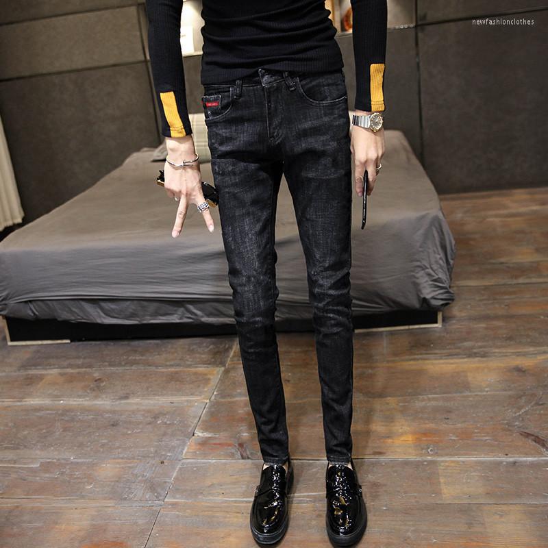 

Men's Jeans Spring Autumn Streetwear Ripped Cowboy Solid Denim Tight Men's Clothing Classic Black Korean Fashion Luxury Social Pencil, Blue2336 label