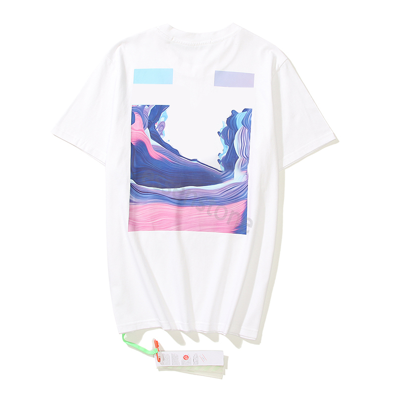 

Summer OFFs Men's Tshirt Designer Tidal Pattern T-shirt Loose Fashion Brand Top Men's Leisure Luxury Clothing Street Shorts Sleeve Clothing white, The same as real
