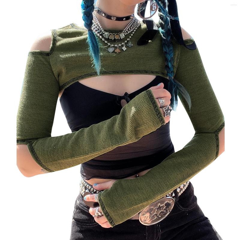 

Women' T Shirts Women Long Sleeve Crochet Crop Tops Crewneck Hollow Out Cover Up Top Knitted Mesh Fishnet Pullover T-shirts Tees