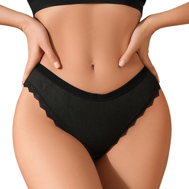 

Women's Panties Sexy Lingerie For Women Underwear Half Buttock Lace Female Low-Waist Satin Briefs Knickers Breathable Comfortable Thong, Black