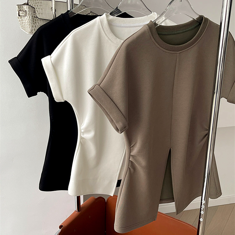 

Women' T-Shirt Streetwear Split Flying Sleeves T Shirts Cotton Loose Elegant Office Lady Solid Women Sexy Tops Korean Fashion Summer Large 2XL 230414, Sleeveless style2