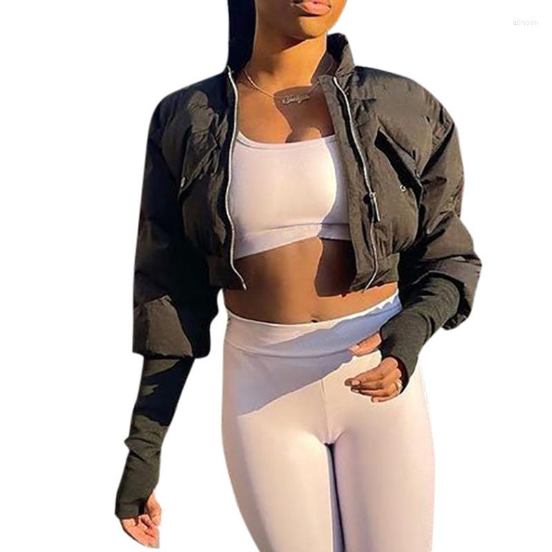 

Women' Jackets Women Winter Warm Down Coats Solid Fashion Streetwear Ladies Long Sleeve Stand Collar Patchwork Zipper Jacket Outwear Tops, Black