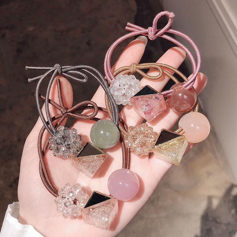 

Hair Clips & Barrettes Fashion Crystal Square Elastic Bands Pink Green Yellow Band Geometric For Women Rubber Accessories GiftHair