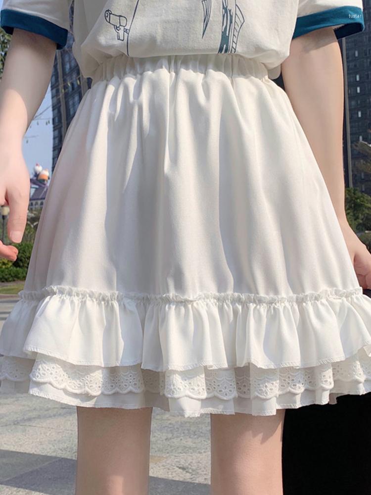 

Skirts Goth Gothic Lace Ruffle Mini Womens Harajuku Fairy Grunge Black Pleated Skirt Japanese Lolita Streetwear