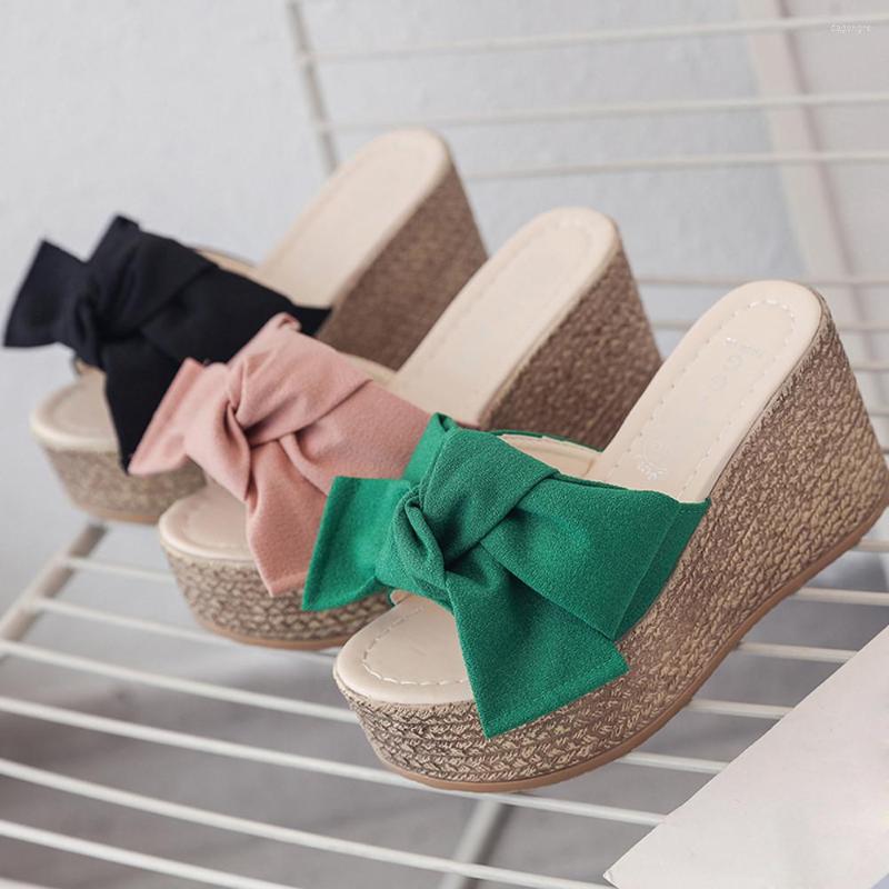 

Sandals Women Fashion Solid Thick Bottom Wedges Slipper Flatform Shoes Simple Leisure Offer Sandalias, Black