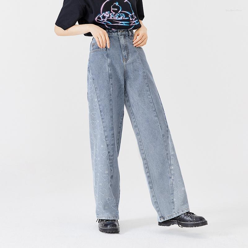 

Women's Jeans Women Niche Design Sense Stitching Love Trousers 2023 Spring Sweet And Cool Straight Pants Trendy, Denim light blue