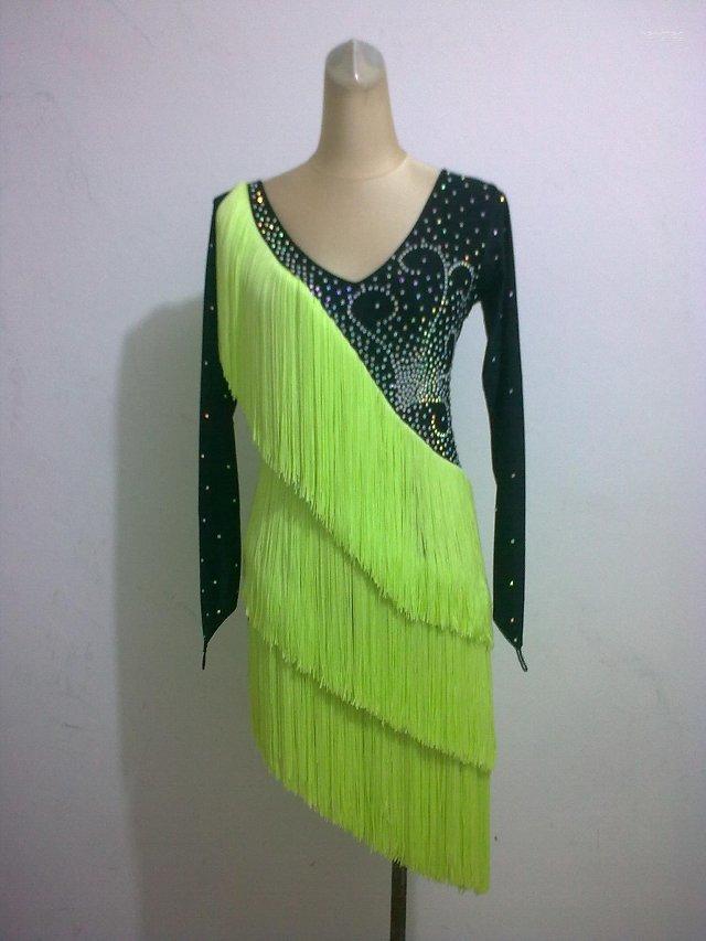 

Stage Wear Style Latin Dance Costume Sexy Diamond Single Sleeves Competition Dresses For Women Child Dress, White