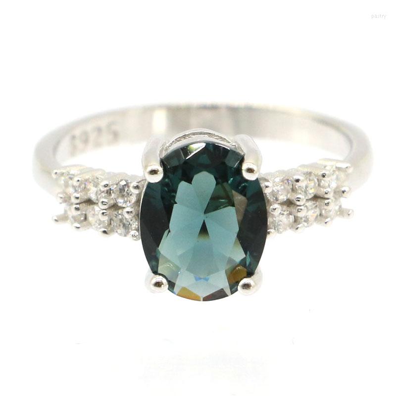 

Cluster Rings 17x9mm Jazaz 2.9g Pretty London Blue Topaz Natural Bright Zircon For Females Daily Wear 925 Solid Sterling Silver